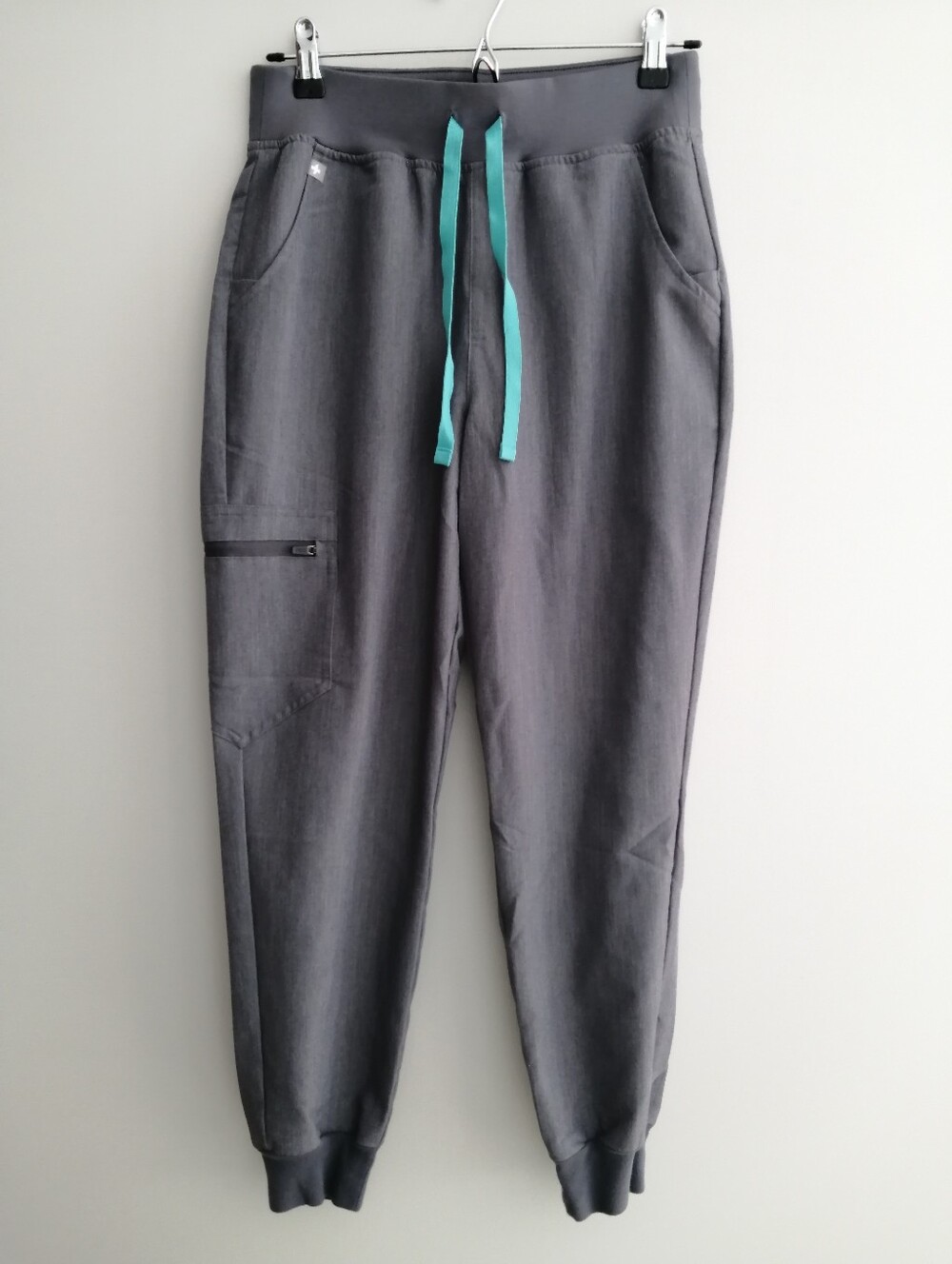 Figs High Waist Zamora Scrub Pants Graphite Grey Teal Small Petite
